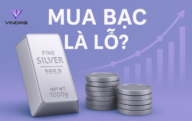Hình minh họa bạc nguyên chất 999 và xu hướng giá tăng – phản ánh chủ đề mua bạc có thật sự lỗ như lời đồn, chênh lệch giá mua bán bạc đầu tư – bacsohoa 2025